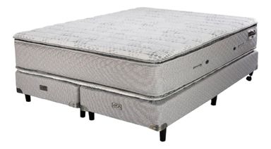 Piero Montreaux II Pillow Top - Gris/Blanco - Queen - 200 cm - 160 cm (Incluye: Con base dividida)