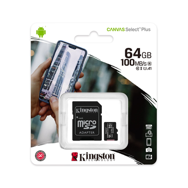 Tarjeta de Memoria Micro SD Kingston Canvas Select Plus Clase 10 64GB
