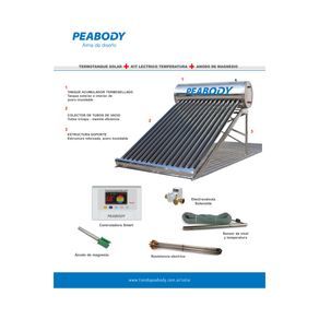 Termotanque solar Peabody 300 l + anodo + kit elec