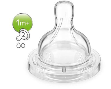 Tetina Classic Philips AVENT flujo lento, 1 m+ (2 orificios) SCF632/27