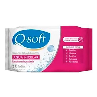 Toallitas Desmaquillantes Q-Soft Agua Micelar 25u