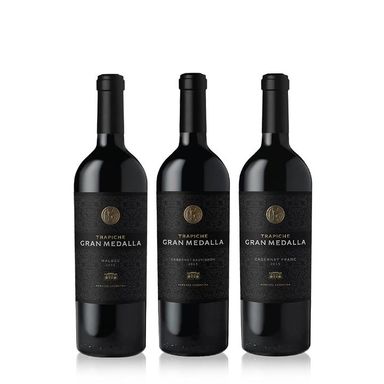 Set Vinos Tintos Trapiche Gran Medalla Seleccion x 3 Con Estuche